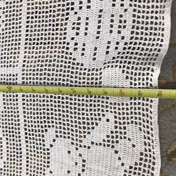 Vtg white filet crochet twin bedspread night prayer children nursery heirloom - Picture 6 of 7